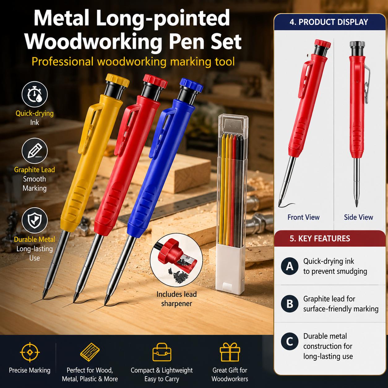 Marking Tools In Workshop - Набор механических карандашей с длинным металлическим